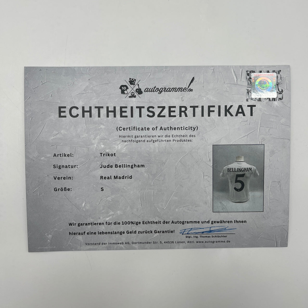 Real Madrid Damentrikot Jude Bellingham signiert Autogramm Adidas COA S