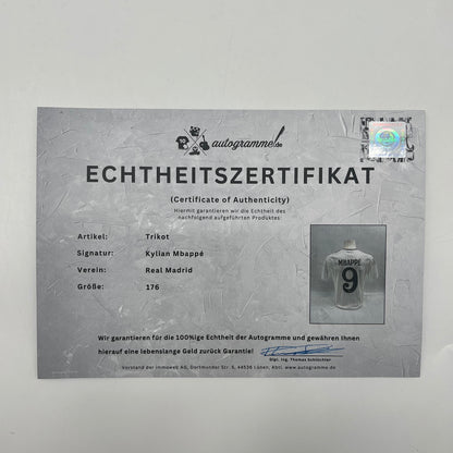 Real Madrid Trikot Kylian Mbappe signiert Autogramm Adidas COA 176