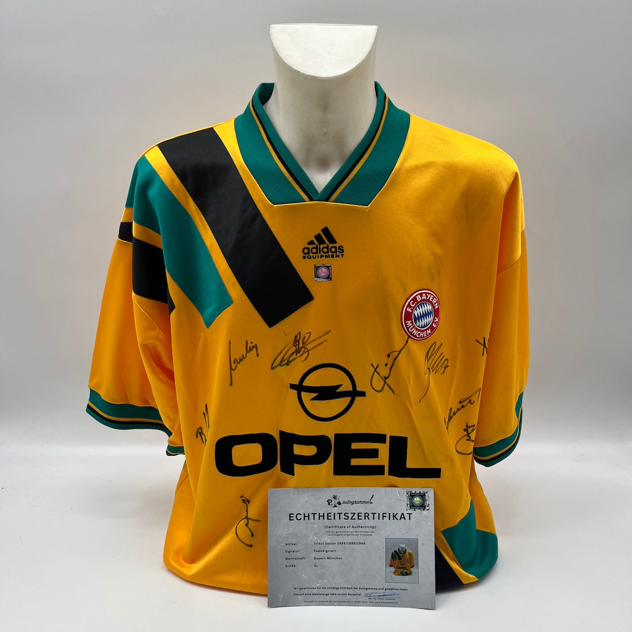 Bayern München Trikot 1994/1995/1996 Teamsigniert Bundesliga COA Adidas XL