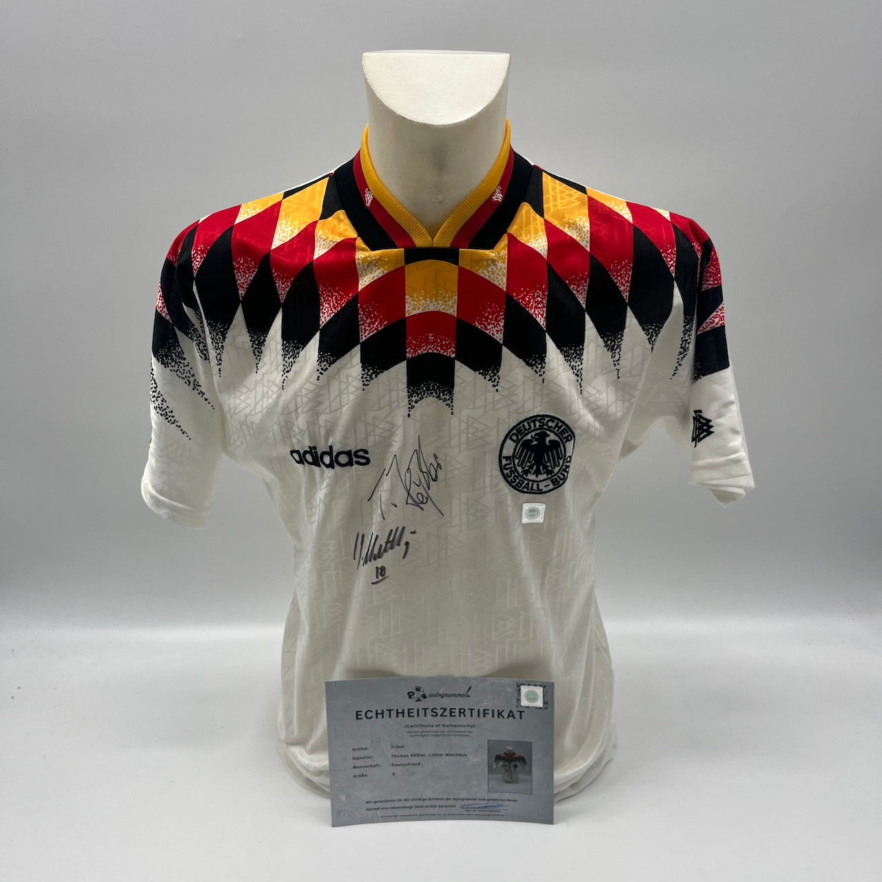 DFB Trikot Lothar Matthäus und Thomas Häßler signiert Adidas COA Deutschland S