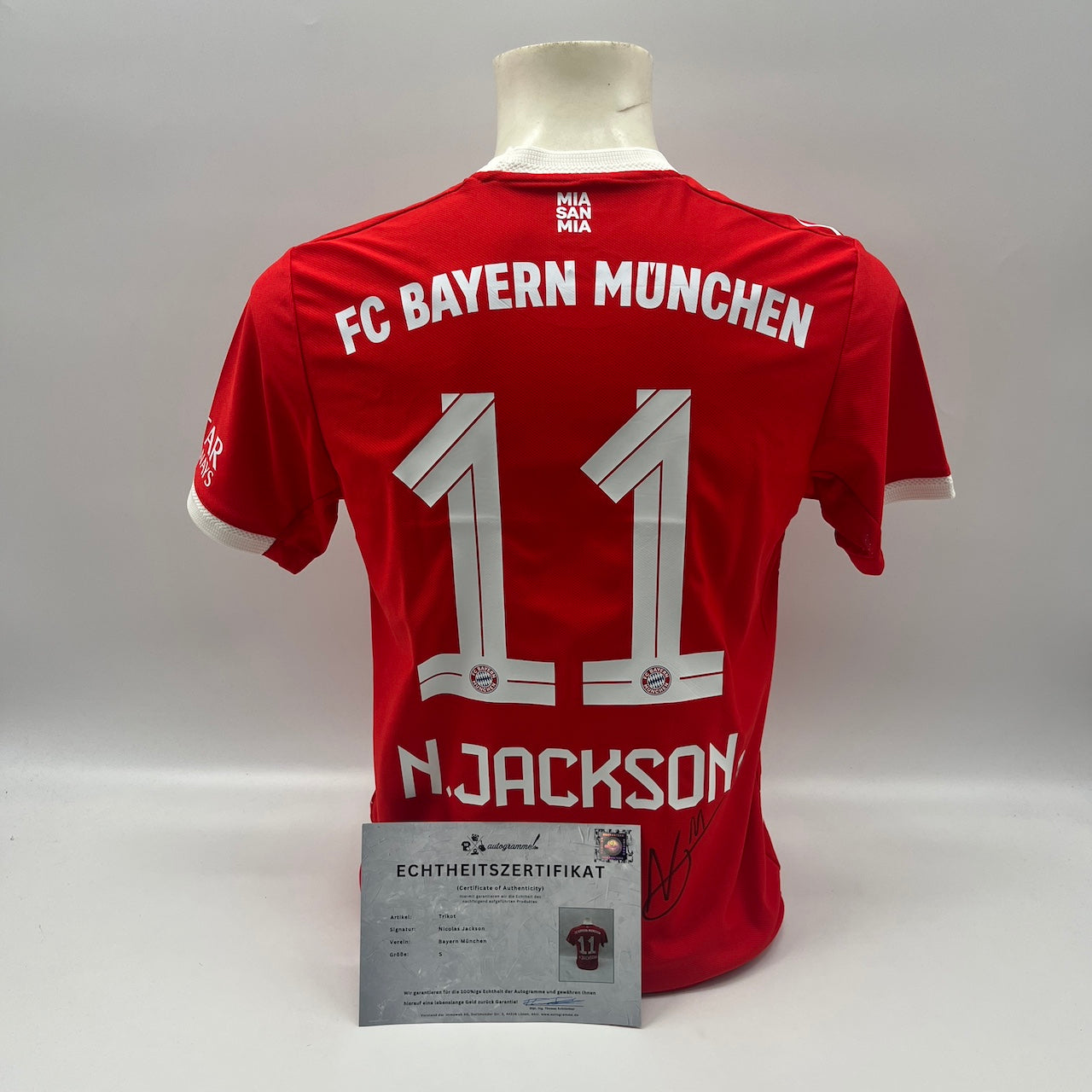 Bayern München Authentic-Trikot Nicolas Jackson signiert Autogramm Adidas COA S