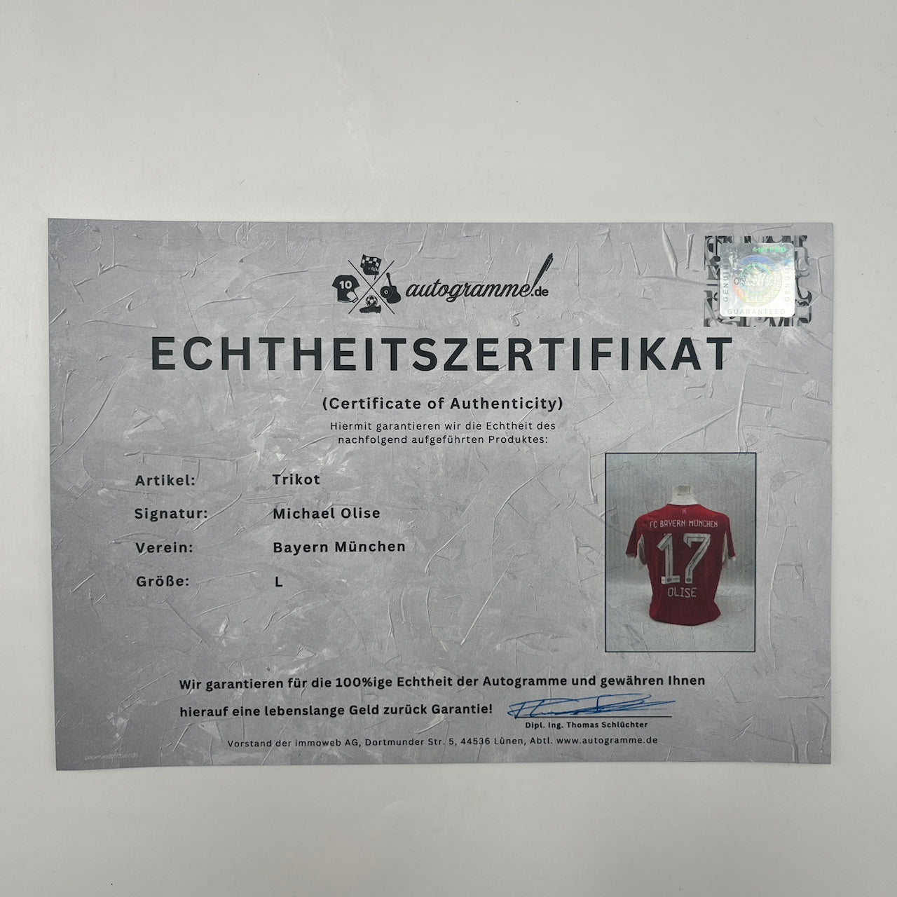 Bayern München Trikot Frauenteam Michael Olise signiert Autogramm Adidas COA L