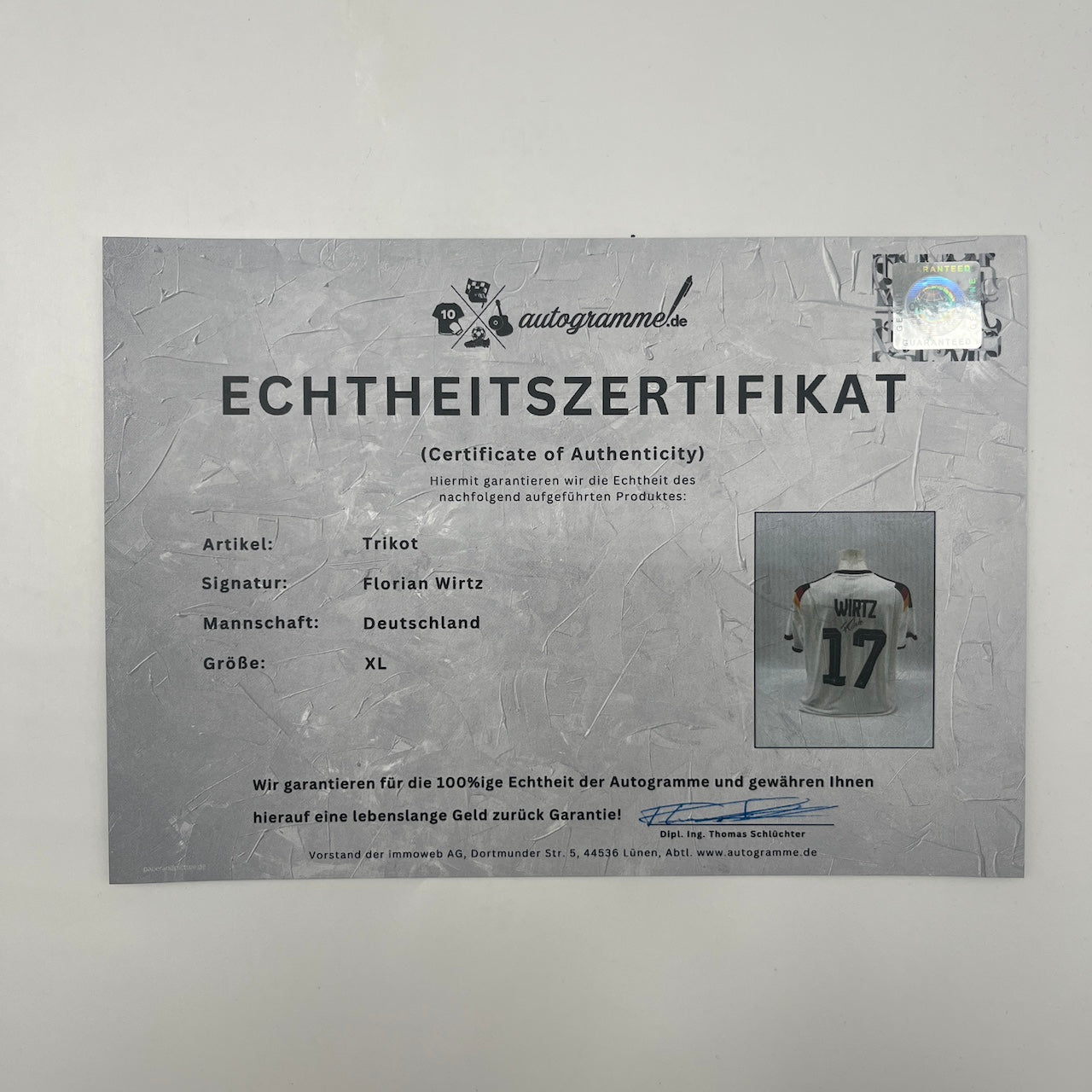 DFB Trikot WM 2026 Florian Wirtz signiert Autogramme Adidas COA XL