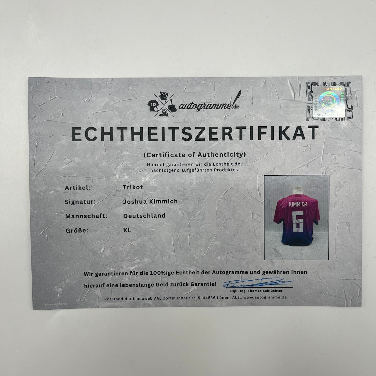 DFB Trikot Joshua Kimmich signiert Adidas COA Deutschland Autogramm XL
