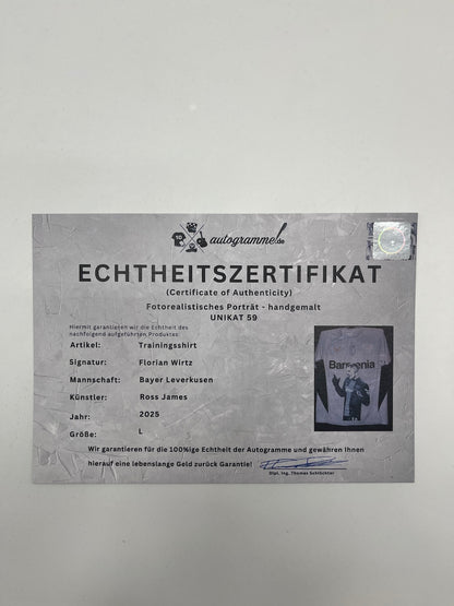 Leverkusen Shirt Portrait Florian Wirtz handgemalt und signiert Castore L