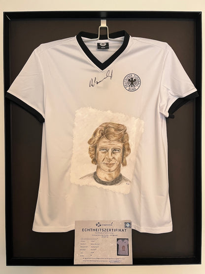 DFB Repro Shirt Portrait Rainer Bonhof handgemalt und signiert M