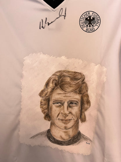 DFB Repro Shirt Portrait Rainer Bonhof handgemalt und signiert M
