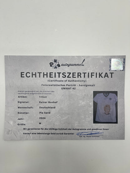 DFB Repro Shirt Portrait Rainer Bonhof handgemalt und signiert M