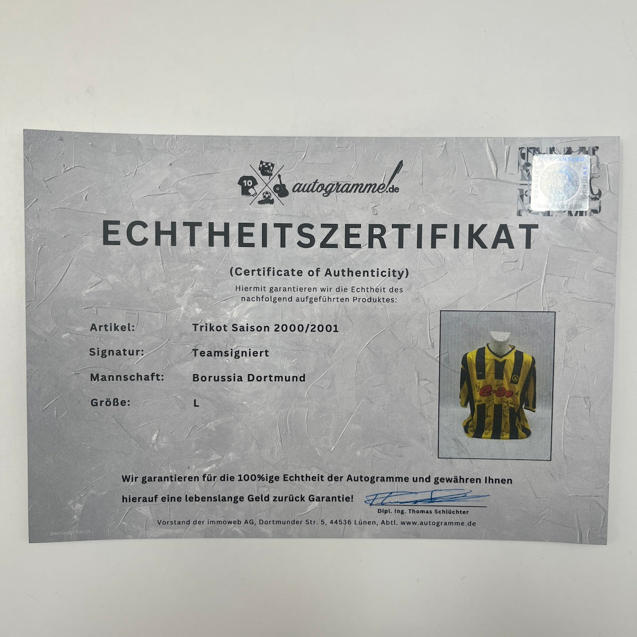 BVB Trikot 2000/2001 Teamsigniert Borussia Dortmund goool L