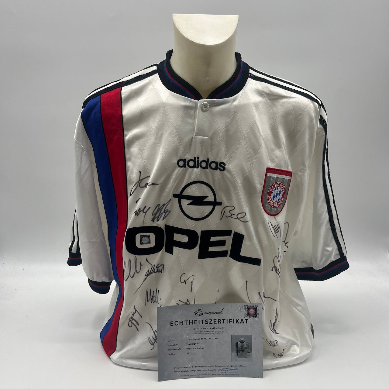 Bayern München Trikot 1996/1997/1998 Teamsigniert Bundesliga COA Adidas XL