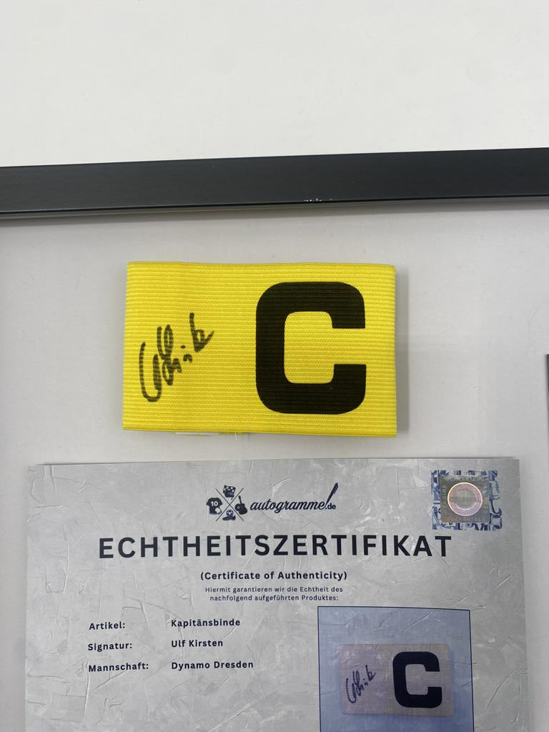Captain's armband signed by Ulf Kirsten as part of the Dynamo Dresden COA Football campaign