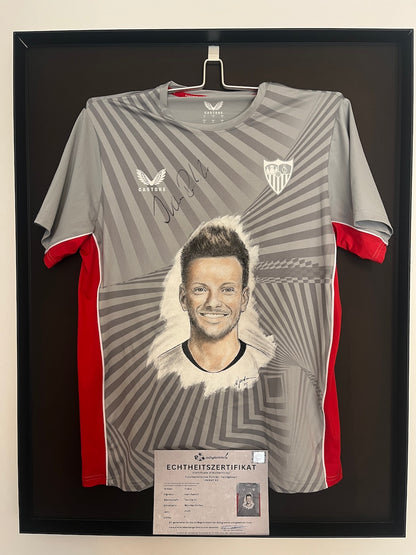 Sevilla FC Shirt Portrait Ivan Rakitic handgemalt und signiert Castore neu L