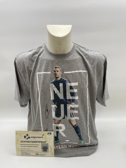 Bayern München T-Shirt Manuel Neuer signiert Autogramme Bundesliga Adidas COA XL