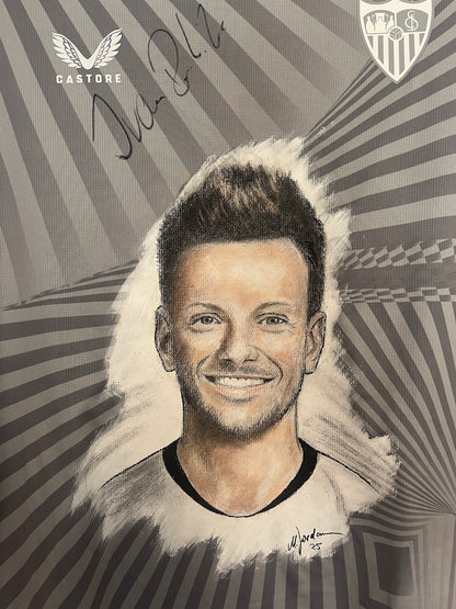 Sevilla FC Shirt Portrait Ivan Rakitic handgemalt und signiert Castore neu L