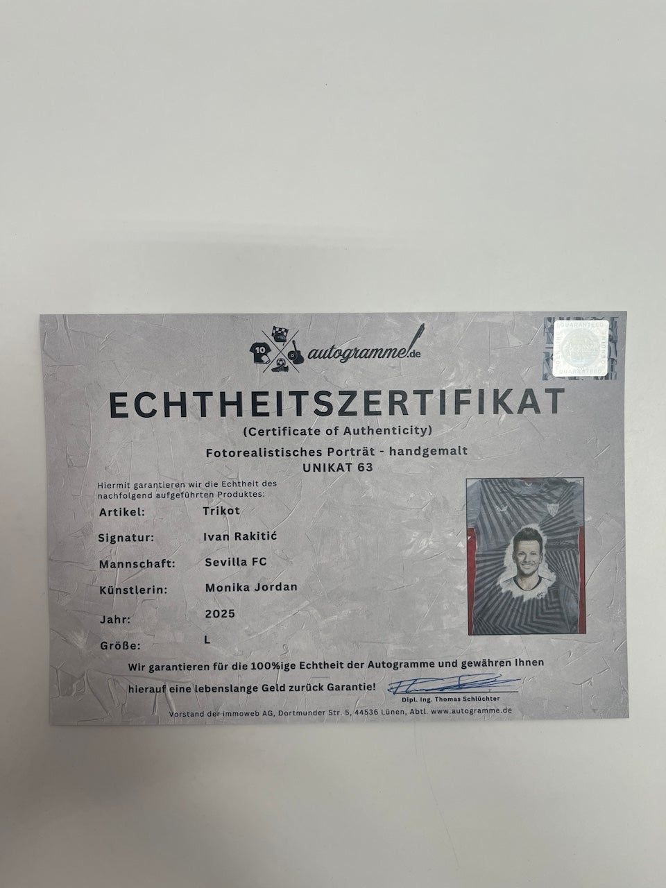 Sevilla FC Shirt Portrait Ivan Rakitic handgemalt und signiert Castore neu L