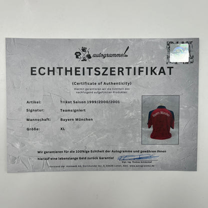 Bayern München Trikot 1999/2000/2001 Teamsigniert Bundesliga COA Adidas neu XL