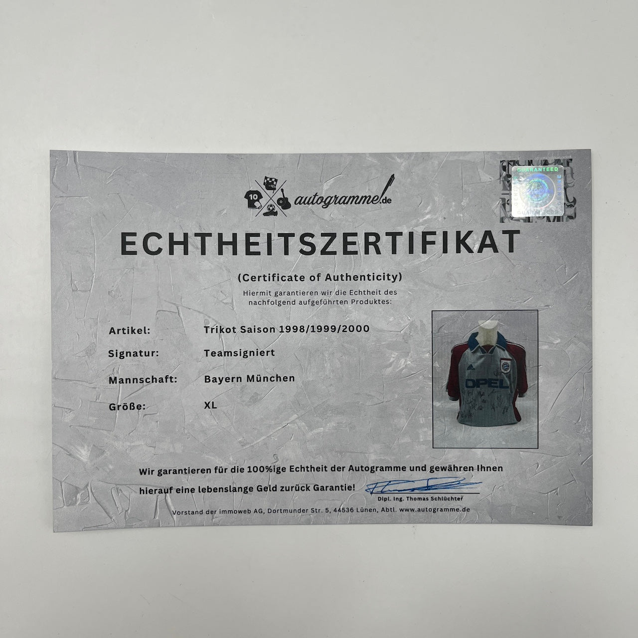 Bayern München Trikot 1998/1999/2000 Teamsigniert Bundesliga COA Adidas XL
