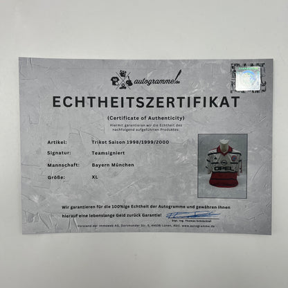 Bayern München Trikot 1998/1999/2000 Teamsigniert Bundesliga COA Adidas weiß XL