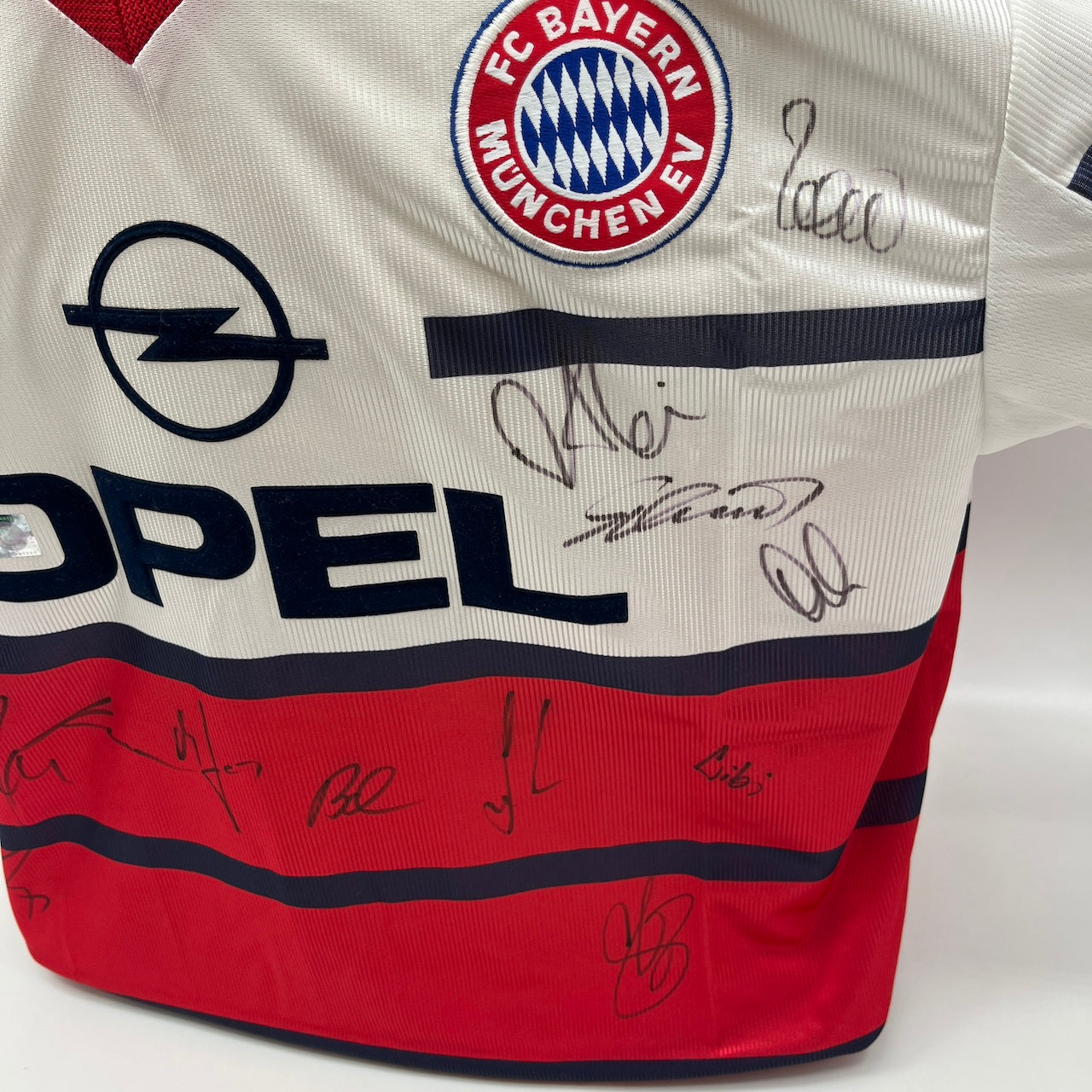 Bayern München Trikot 1998/1999/2000 Teamsigniert Bundesliga COA weiß Adidas XL