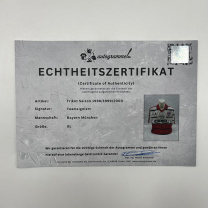 Bayern München Trikot 1998/1999/2000 Teamsigniert Bundesliga COA weiß Adidas XL