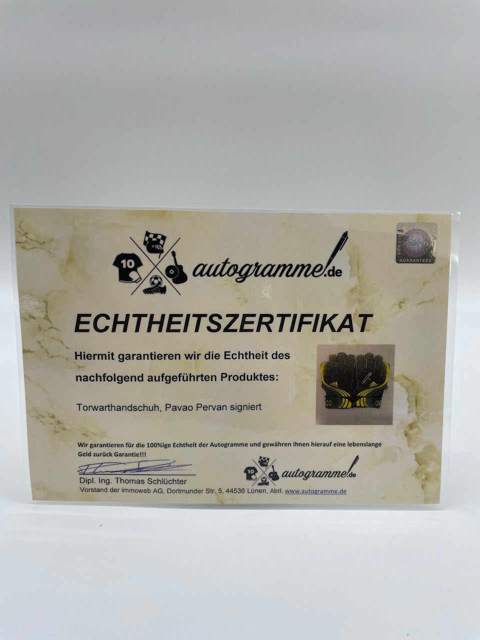 Torwarthandschuh Pavao Pervan signiert Autogramm Wolfsburg COA