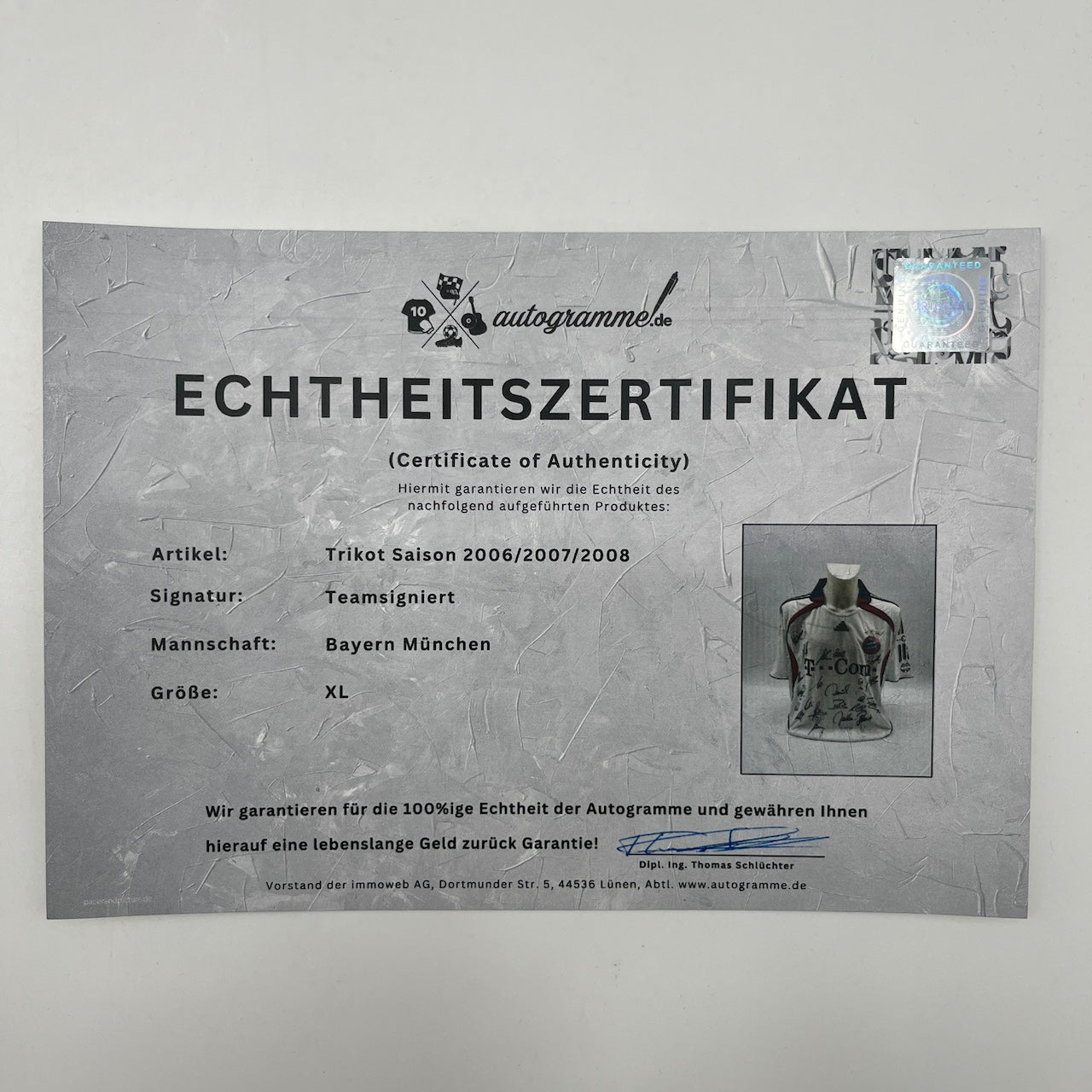 Bayern München Trikot 2006/2007/2008 Teamsigniert Bundesliga COA Adidas XL