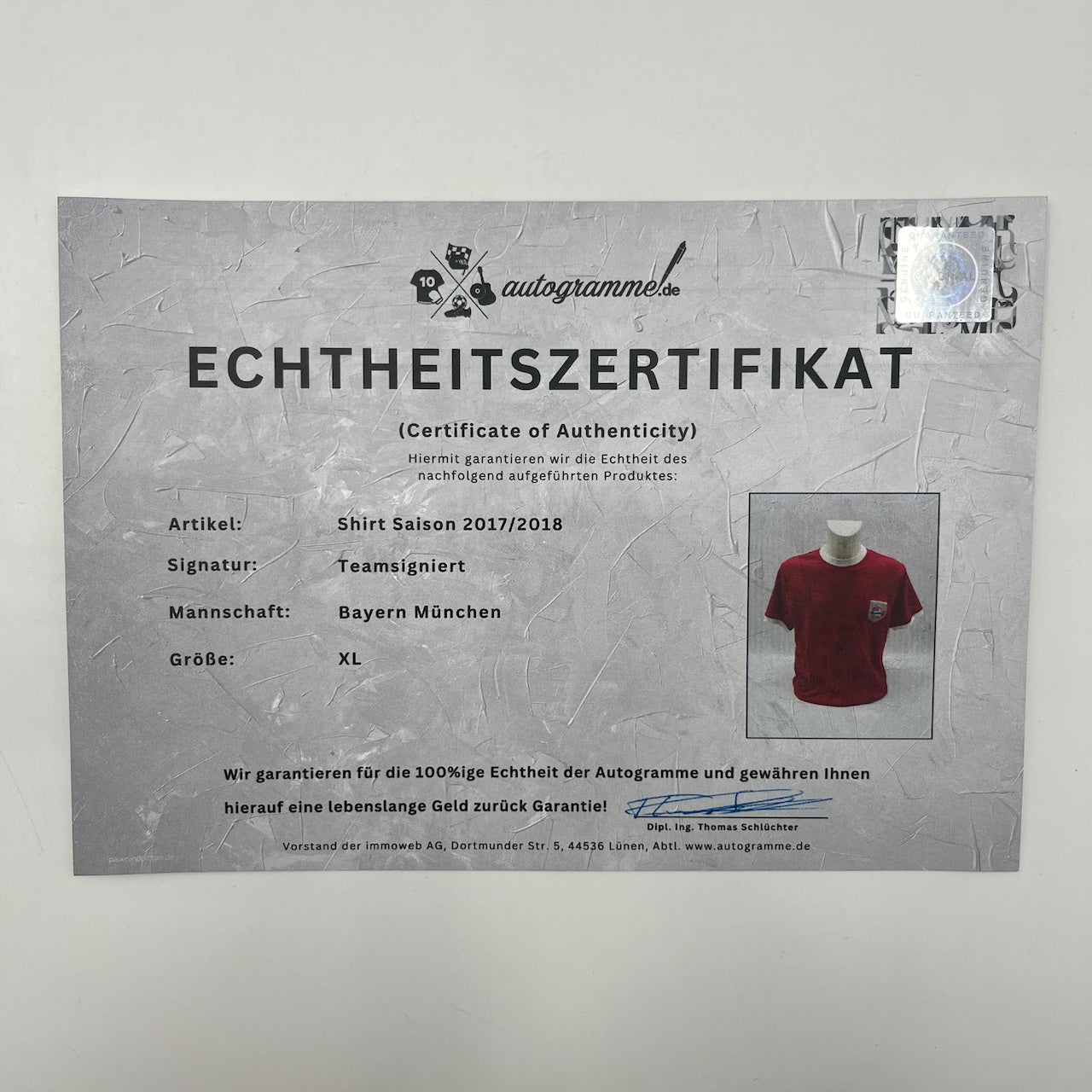 Bayern München Shirt 2017/2018 Teamsigniert Bundesliga COA XL