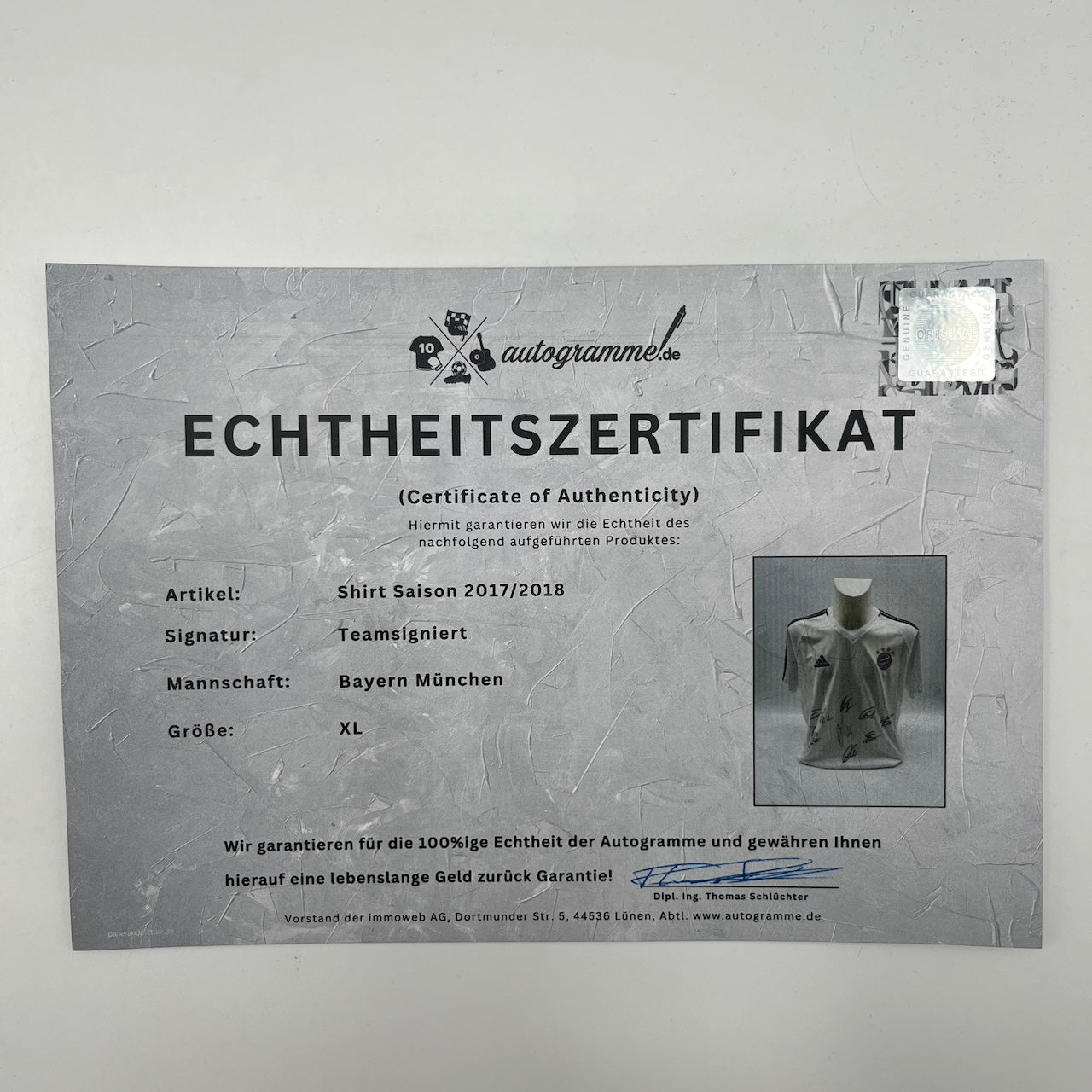 Bayern München Shirt 2017/2018 Teamsigniert Bundesliga COA XL neu