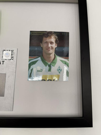 Kapitänsbinde Gunnar Sauer signiert im Rahmen Werder Bremen COA Fußball