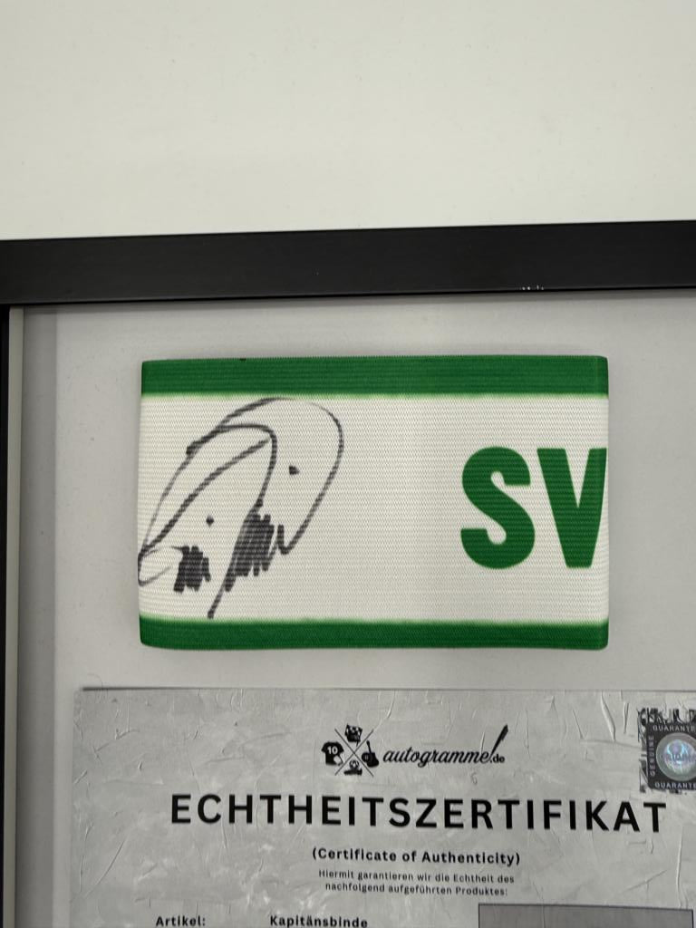 Kapitänsbinde Tim Borowski signiert im Rahmen Werder Bremen COA Fußball