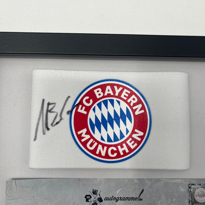 Kapitänsbinde Mario Basler signiert im Rahmen Bayern München