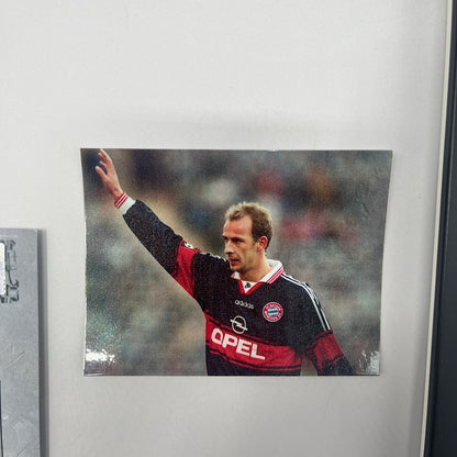 Kapitänsbinde Mario Basler signiert im Rahmen Bayern München