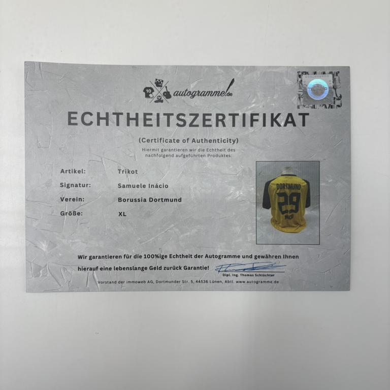 Borussia Dortmund Trikot Samuele Inácio signiert BVB Puma XL