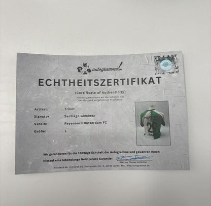 Feyenoord Rotterdam Trikot Santiago Giménez signiert Autogramm COA L