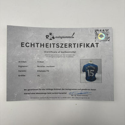 FC Chelsea Trikot Nicolas Jackson signiert Autogramm Nike COA XL