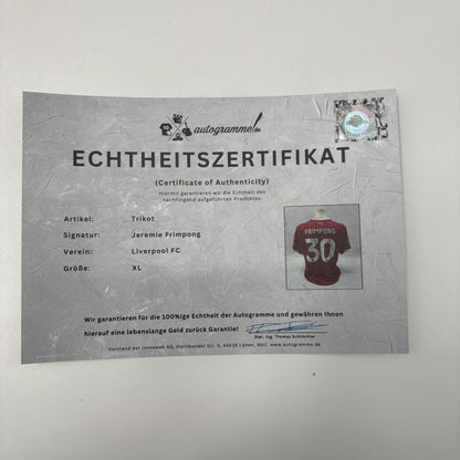 Liverpool FC Trikot Jeremie Frimpong signiert Autogramm Adidas COA XL