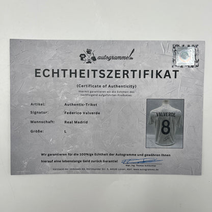 Real Madrid Authentic-Trikot Federico Valverde signiert Autogramm Adidas COA L