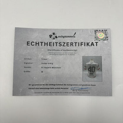 Bayern München Trikot Jonas Urbig signiert Autogramm Adidas COA M