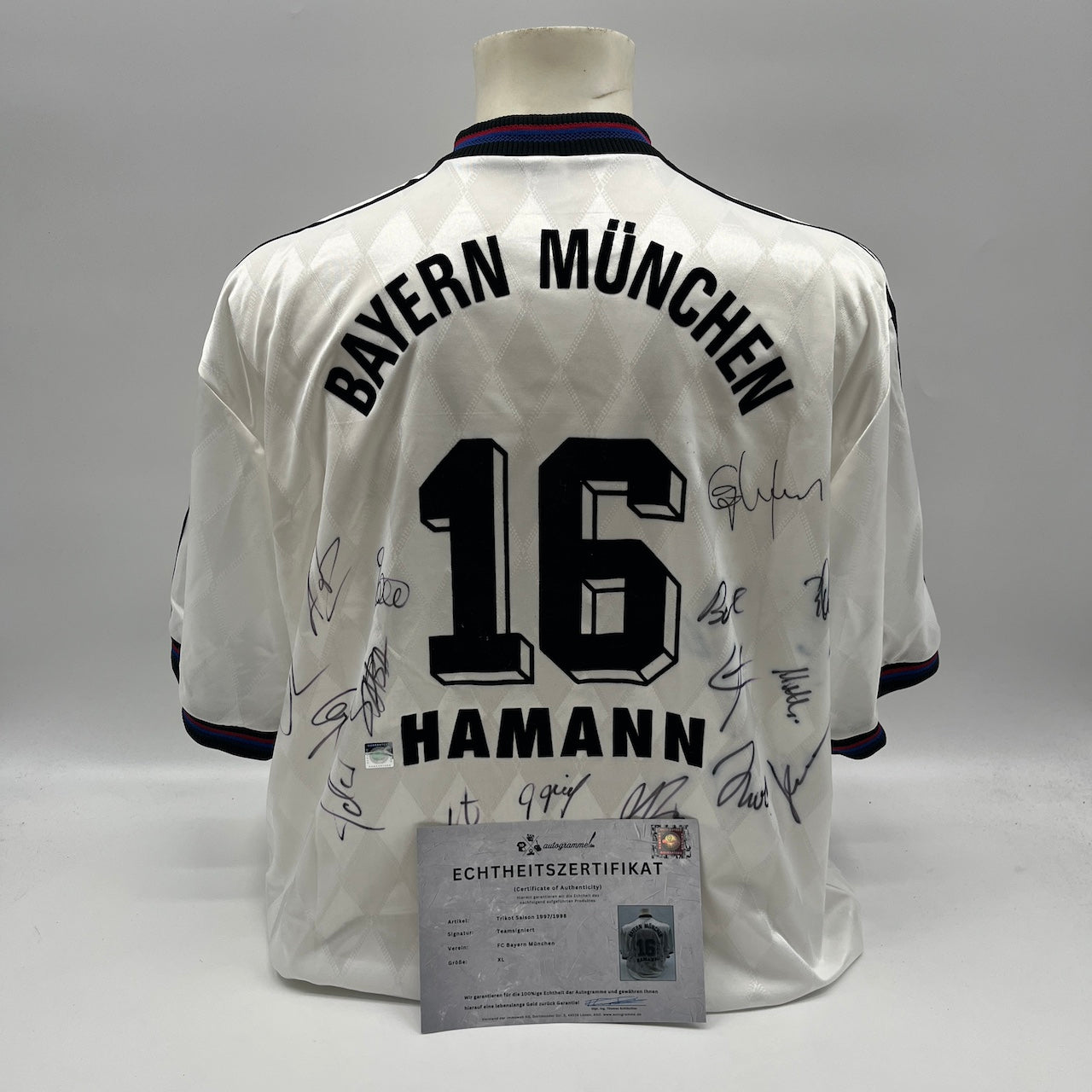 Bayern München Trikot 1996/1997/1998 Teamsigniert Bundesliga neu COA Adidas XL