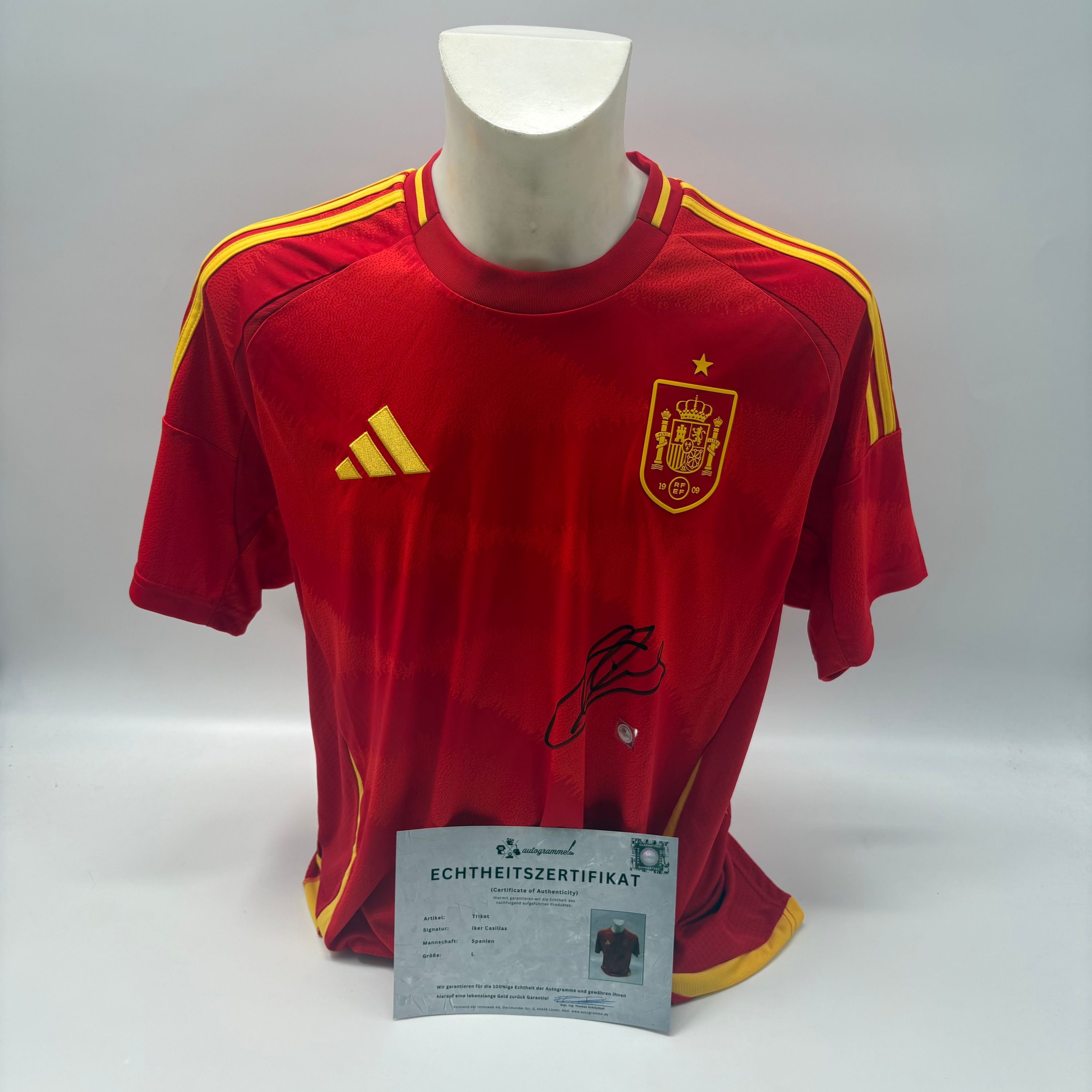 Spanien Trikot Iker Casillas signiert Adidas COA Autogramm L