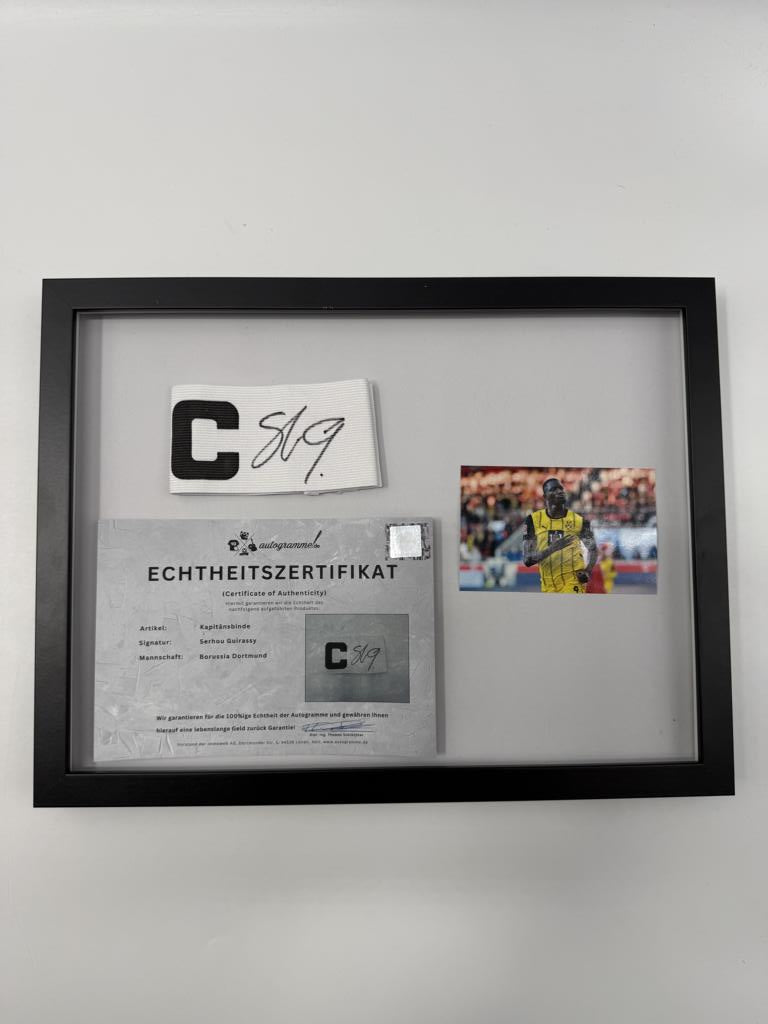 Kapitänsbinde Serhou Guirassy signiert im Rahmen Borussia Dortmund neu COA