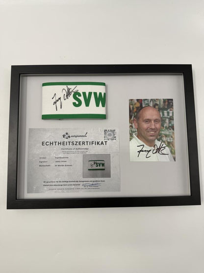 Kapitänsbinde Jonny Otten signiert im Rahmen Werder Bremen COA Fußball