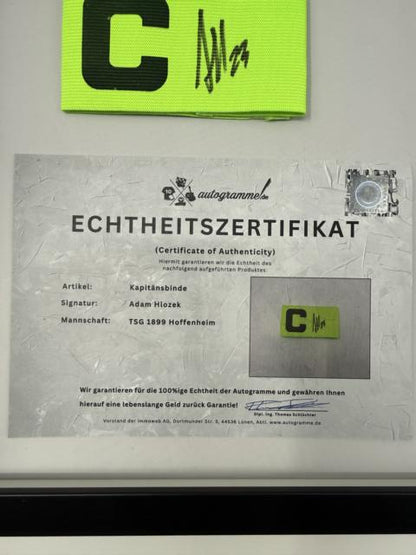 Kapitänsbinde Adam Hložek signiert im Rahmen TSG 1899 Hoffenheim COA Fußball