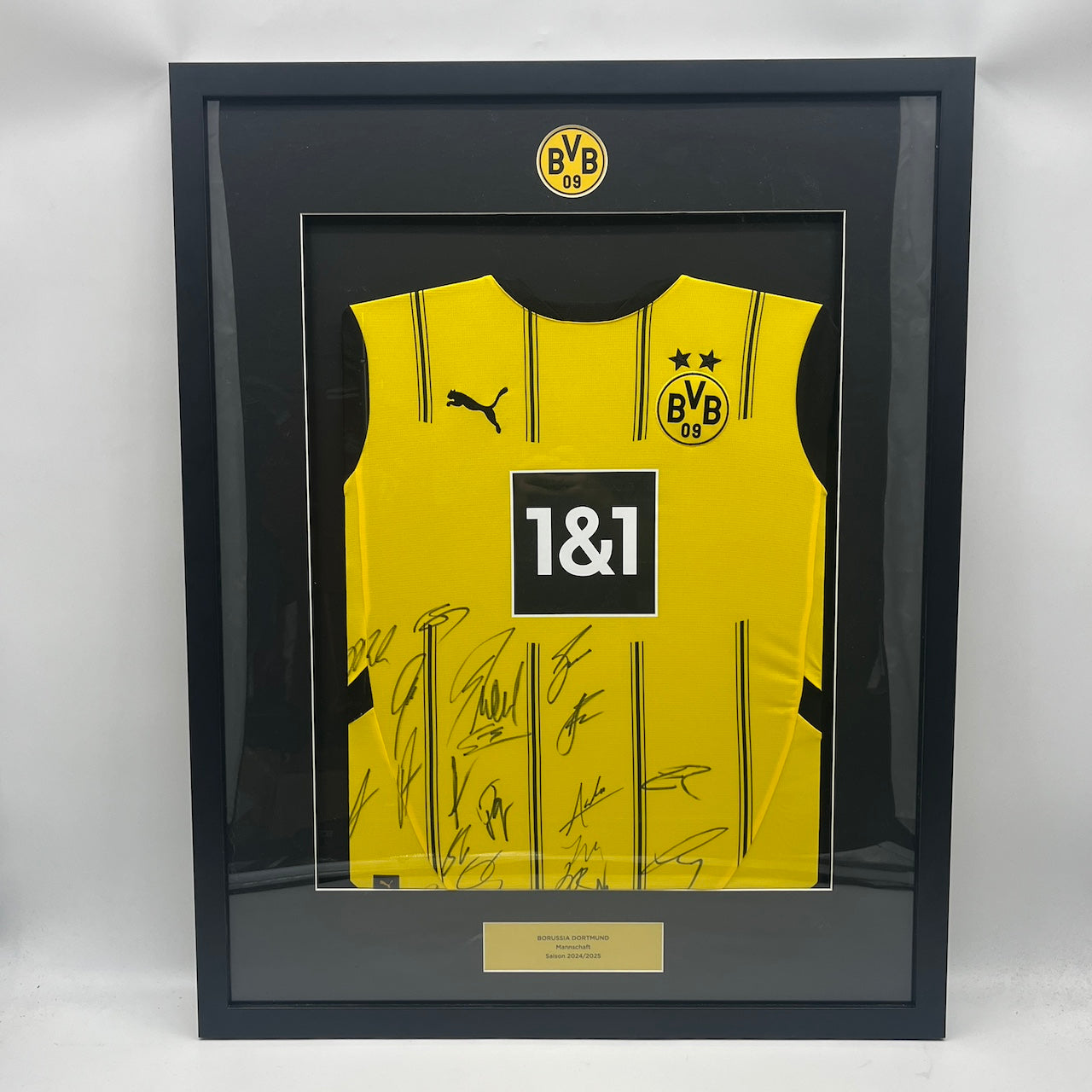 Borussia Dortmund Trikot 2024/2025 Teamsigniert im Rahmen Puma BVB