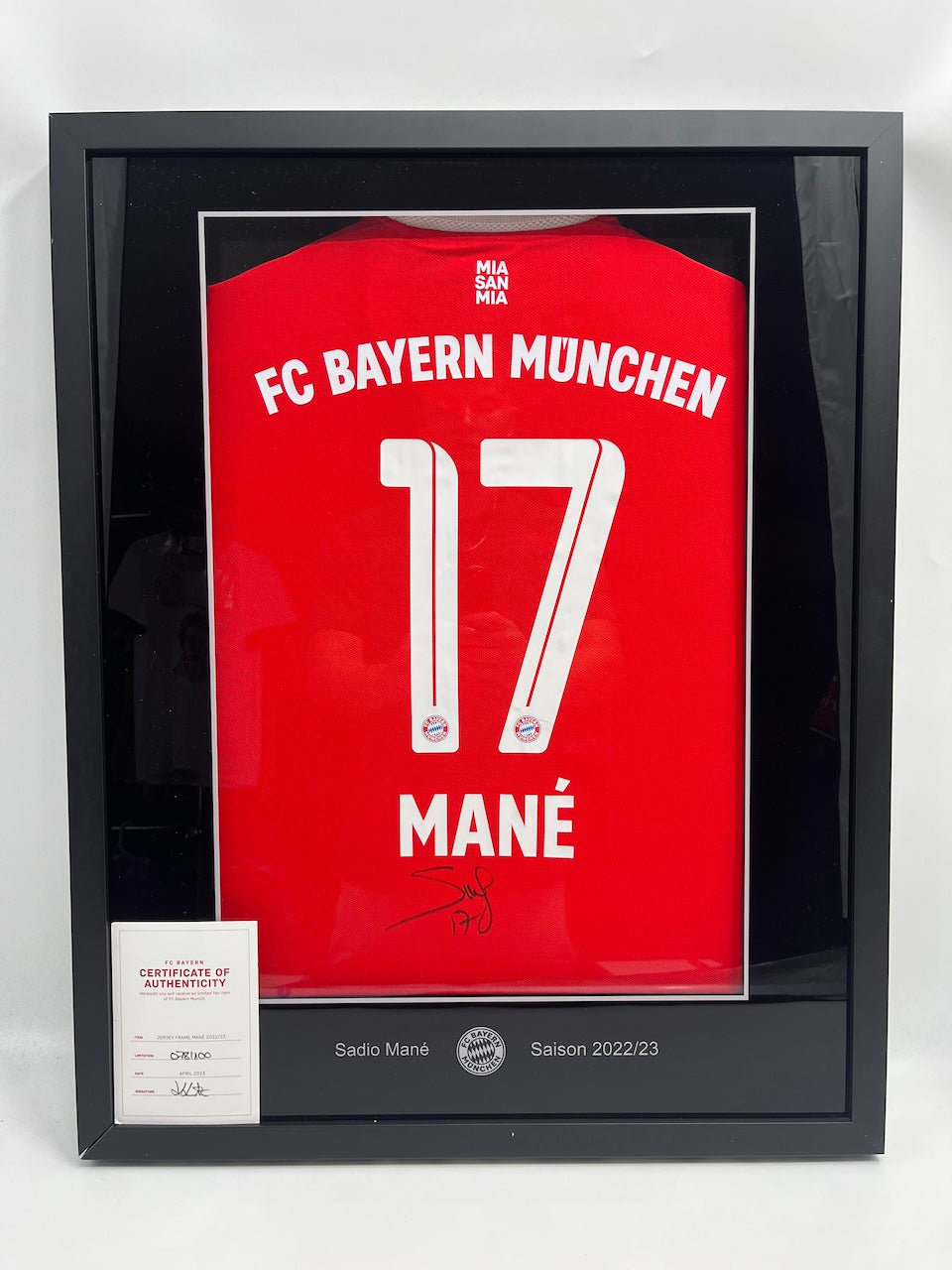 Bayern Munich jersey signed by Sadio Mane, framed with COA, Adidas brand new