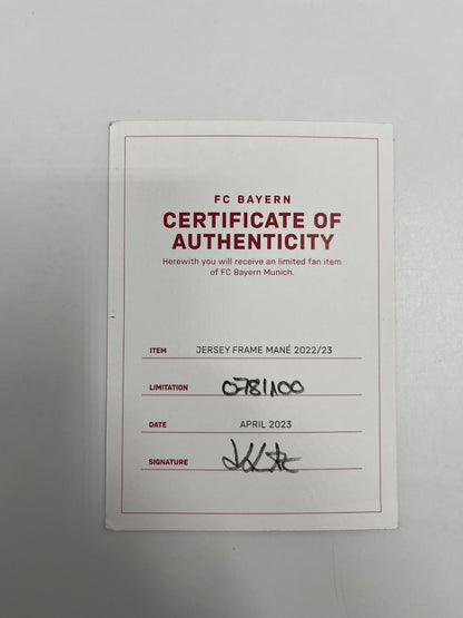 Bayern München Trikot Sadio Mane signiert im Rahmen COA Adidas neu