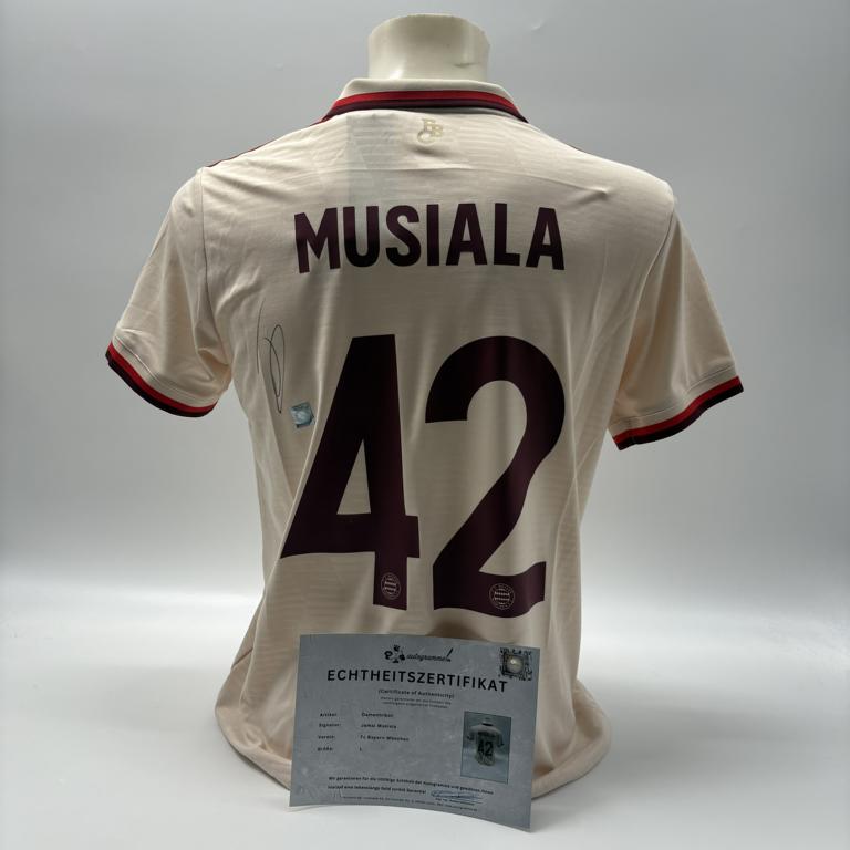 Bayern München Damentrikot Jamal Musiala signiert Autogramm Adidas COA L