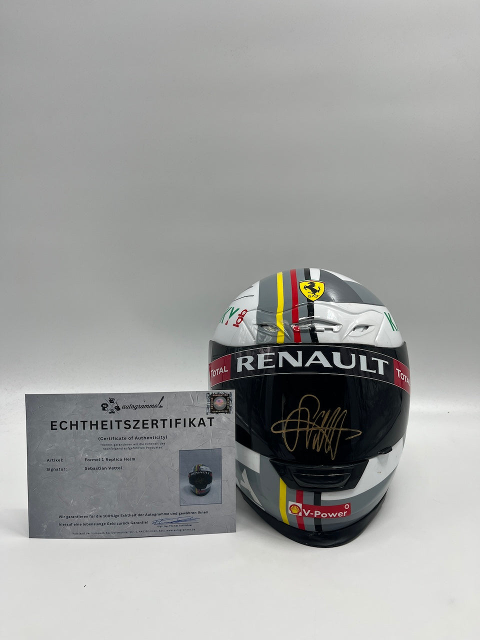 Sebastian Vettel Formel 1 Replica Helm signiert Autogramm COA 1:1