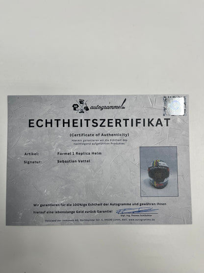 Sebastian Vettel Formel 1 Replica Helm signiert Autogramm COA 1:1
