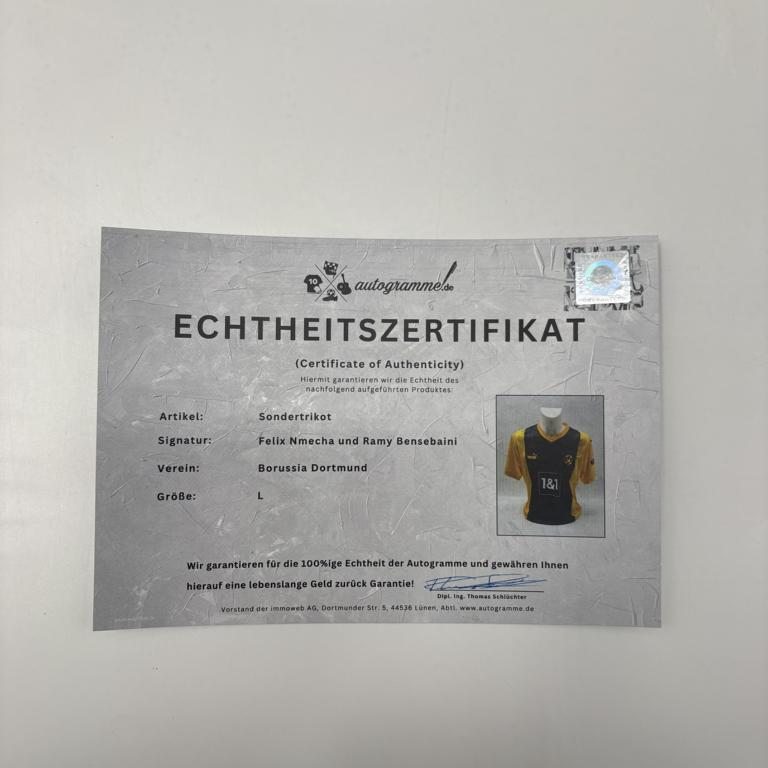 Borussia Dortmund Trikot Felix Nmecha und Ramy Bensebaini signiert BVB Puma COA L